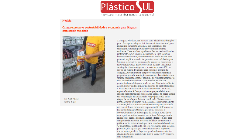 Canguru promove sustentabilidade e economia para Magnus com sacola reciclada
