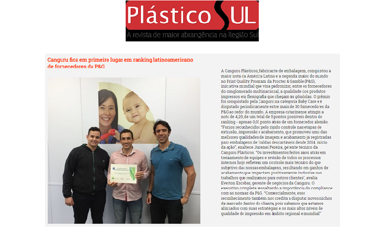 Canguru fica em primeiro lugar em ranking latinoamericano de fornecedores da P&G